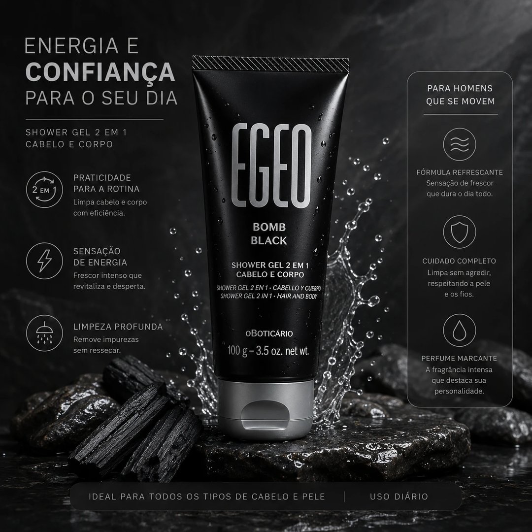 Shower Gel 2 em 1 100g EGEO BOMB BLACK | Loja Chrysdape
