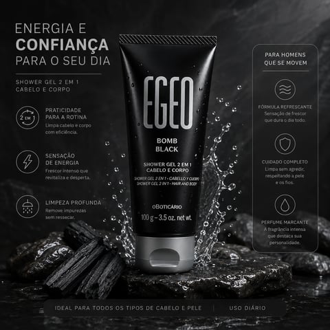 Shower Gel 2 em 1 100g EGEO BOMB BLACK | Loja Chrysdape