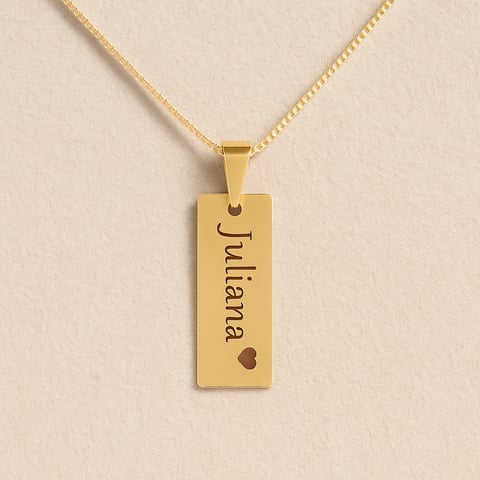 Colar Placa Retangular Personalizável - Banho de Ouro | Like Joias e Acessórios
