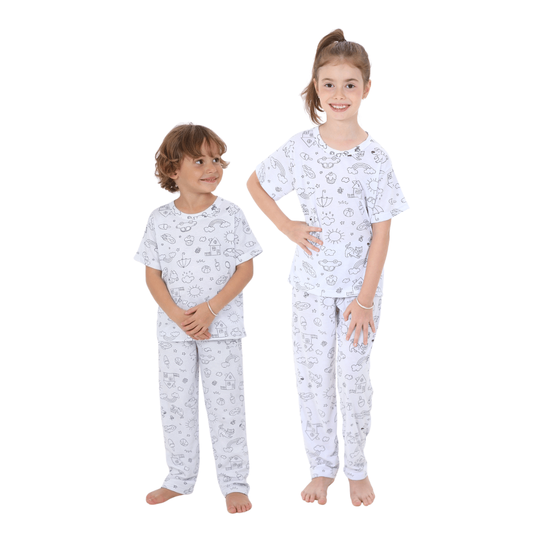 PIJAMA INFANTIL PARA COLORIR | Gatto Style