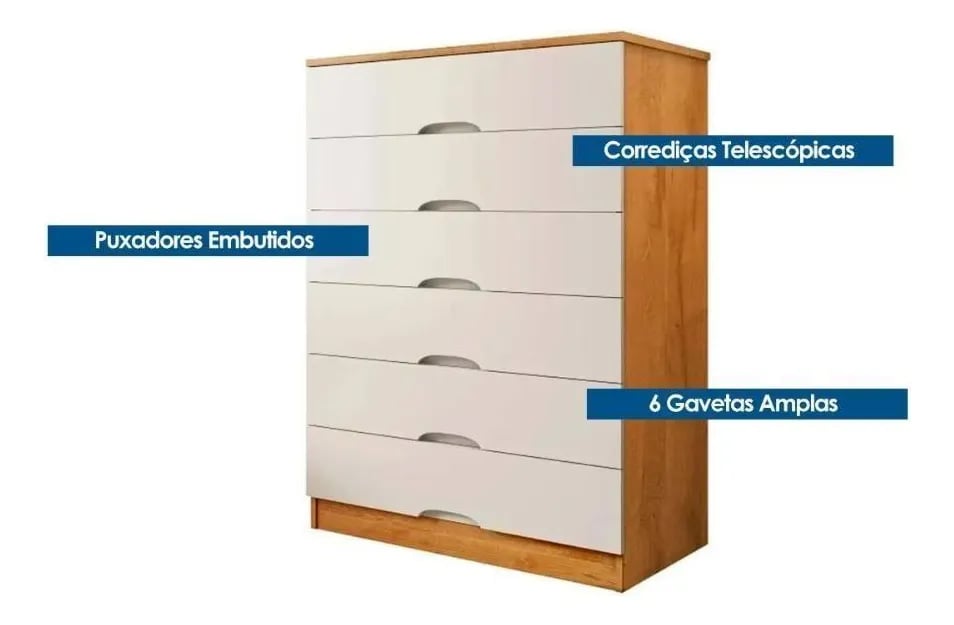 Cômoda Europa Sevilha com 6 Gavetas | ELETRO KIT (4)