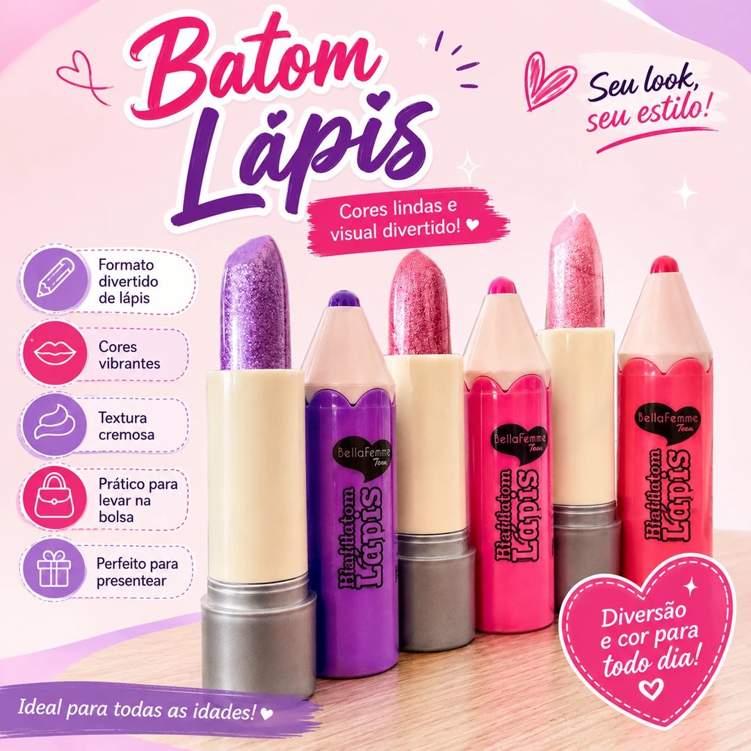 Batom Infantil MINI LAPIS | Loja Chrysdape