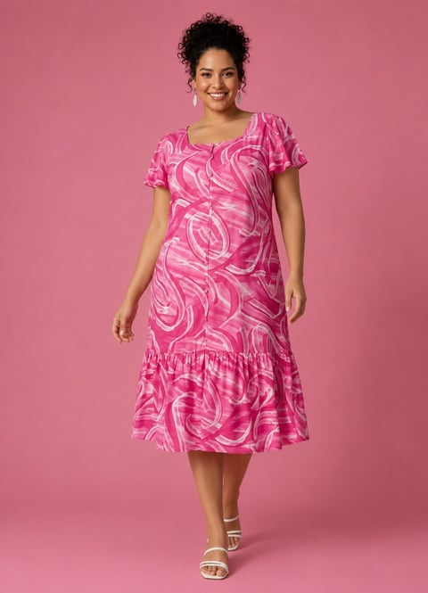 Vestido Plus size Estampado PS88 | Dryffer Fashion