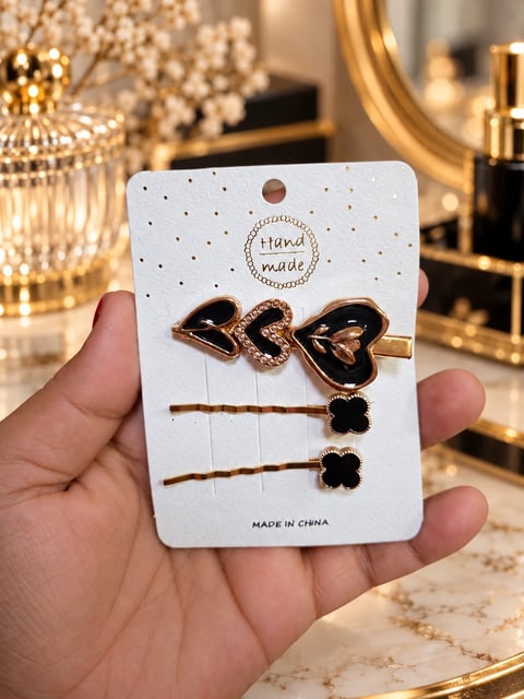 Presilhas douradas e esmaltadas kit com 03unids (03 OPÇÕES) | Loja Chrysdape