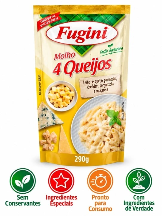 MOLHO FUGINI QUATRO QUEIJOS SACHE 32X290G | Central de Negócios B2B