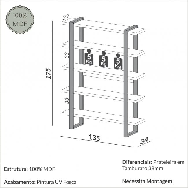 Estante Dalla Costa F10 com 5 Prateleiras | ELETRO KIT (4)