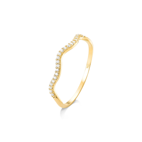 ANEL COM DETALHE ONDULADO EM ZIRCÔNIAS - OURO 18K | Everest Jóias