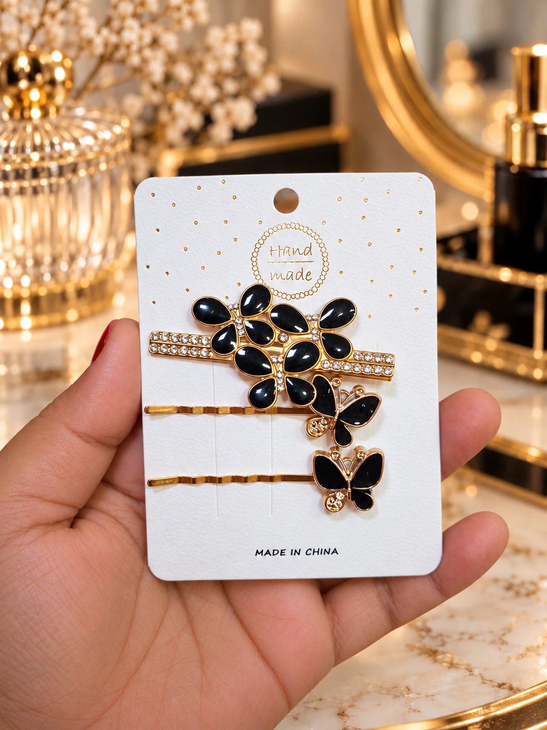 Presilhas douradas e esmaltadas kit com 03unids (03 OPÇÕES) | Loja Chrysdape (2)