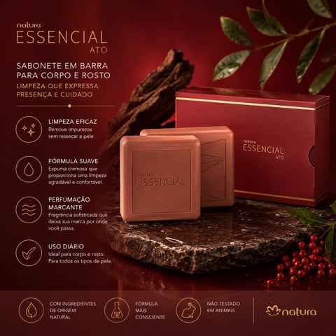 Sabonete em Barra 110g ESSENCIAL ATO FEMININO | Loja Chrysdape