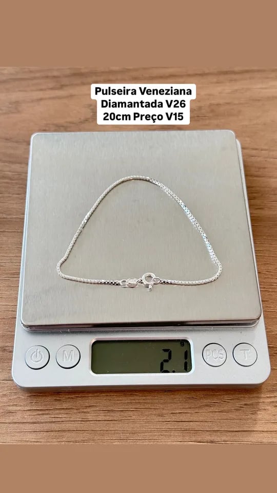 L4-9 Pulseira Veneziana Diamantada V26 20CM | Everest Jóias