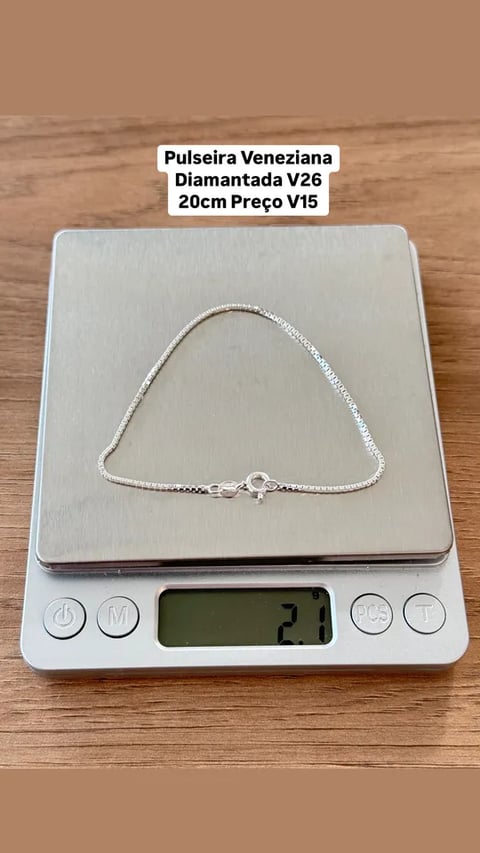 L4-9 Pulseira Veneziana Diamantada V26 20CM | Everest Jóias