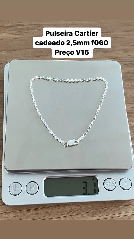 L5-15 Pulseira Cartier Cadeado 2mm | Everest Jóias