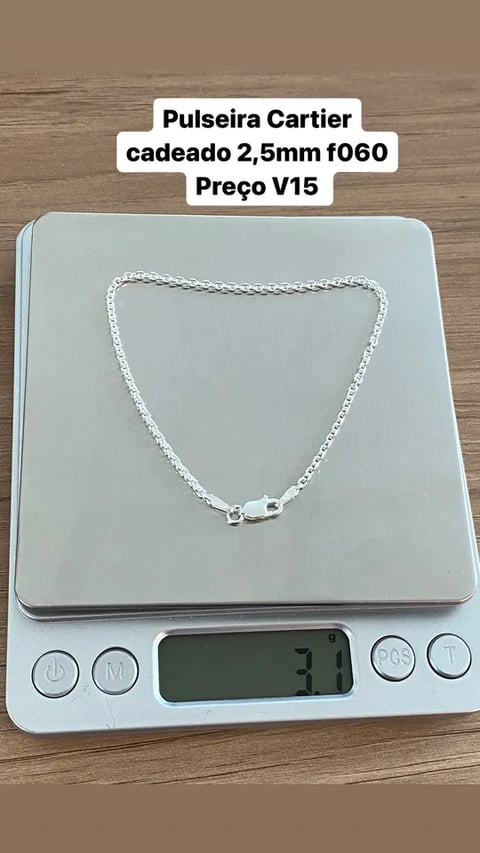 L5-15 Pulseira Cartier Cadeado 2mm | Everest Jóias