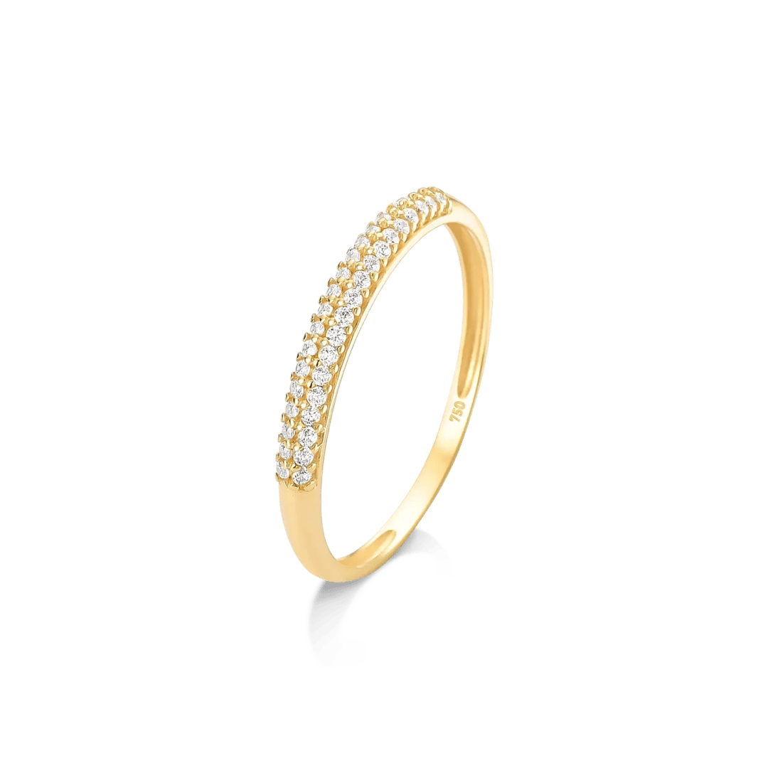 APARADOR COM 2 FILEIRAS EM ZIRCÔNIA - OURO 18K | Everest Jóias