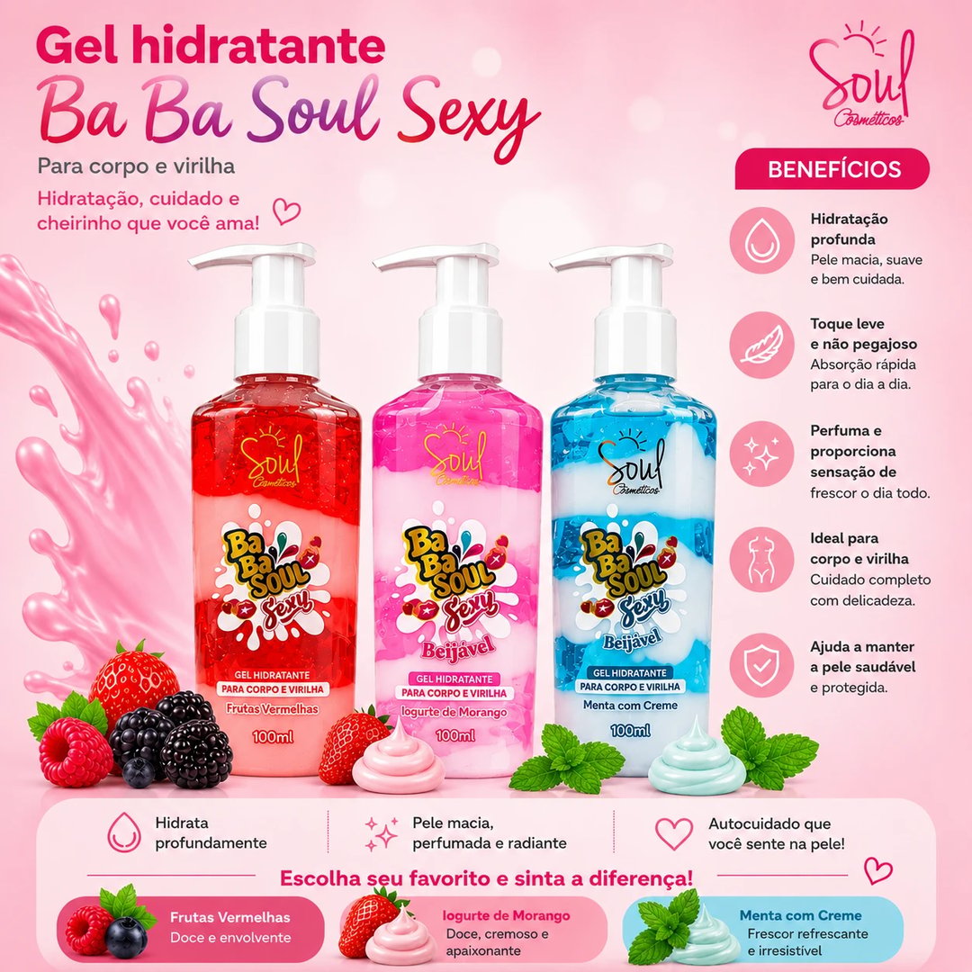 Gel hidratante corpo e virilha 100ml BABABASOUL | Loja Chrysdape
