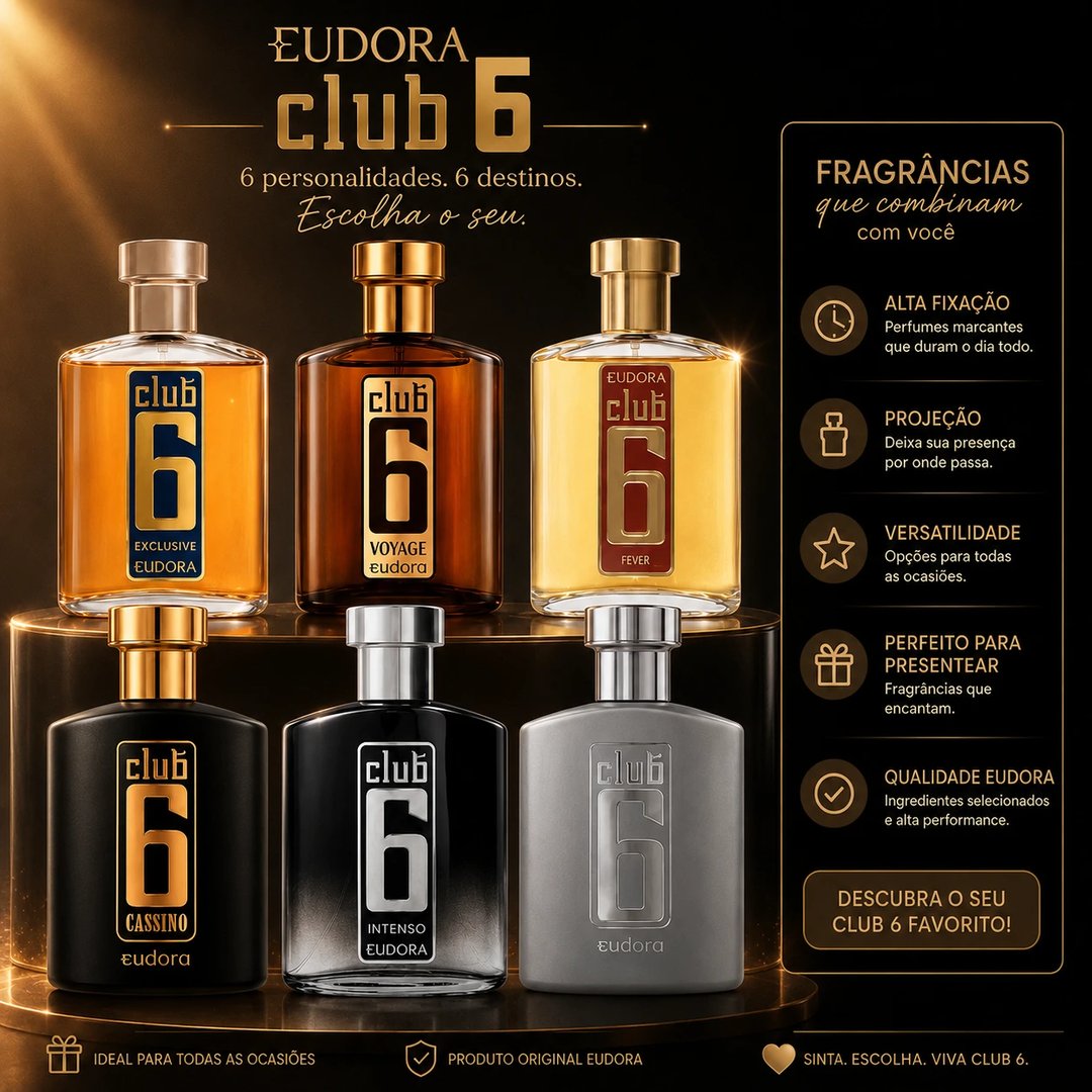Perfume CLUB 6 95ml Eudora | Loja Chrysdape