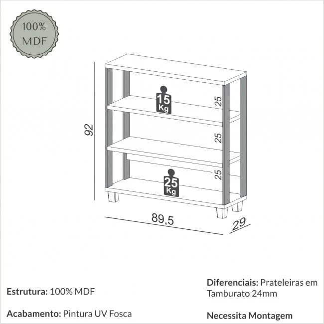 Estante Dalla Costa F23 com 4 Prateleiras | ELETRO KIT (3)
