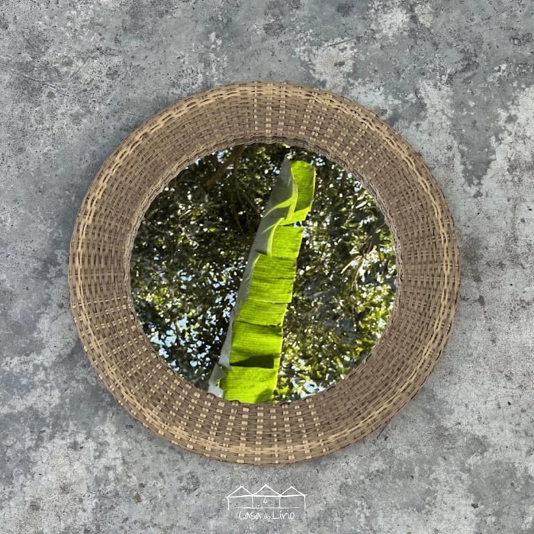 Moldura Redonada Em Junco Natural Com 10 cm De Espessura - Incluso Espelho | Casa do Lírio (2)