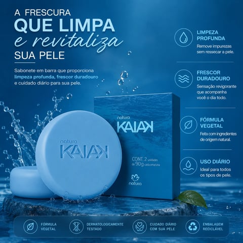 Sabonete em Barra Corpo e Barba 2x90g KAIAK TRADICIONAL MASCULINO | Loja Chrysdape