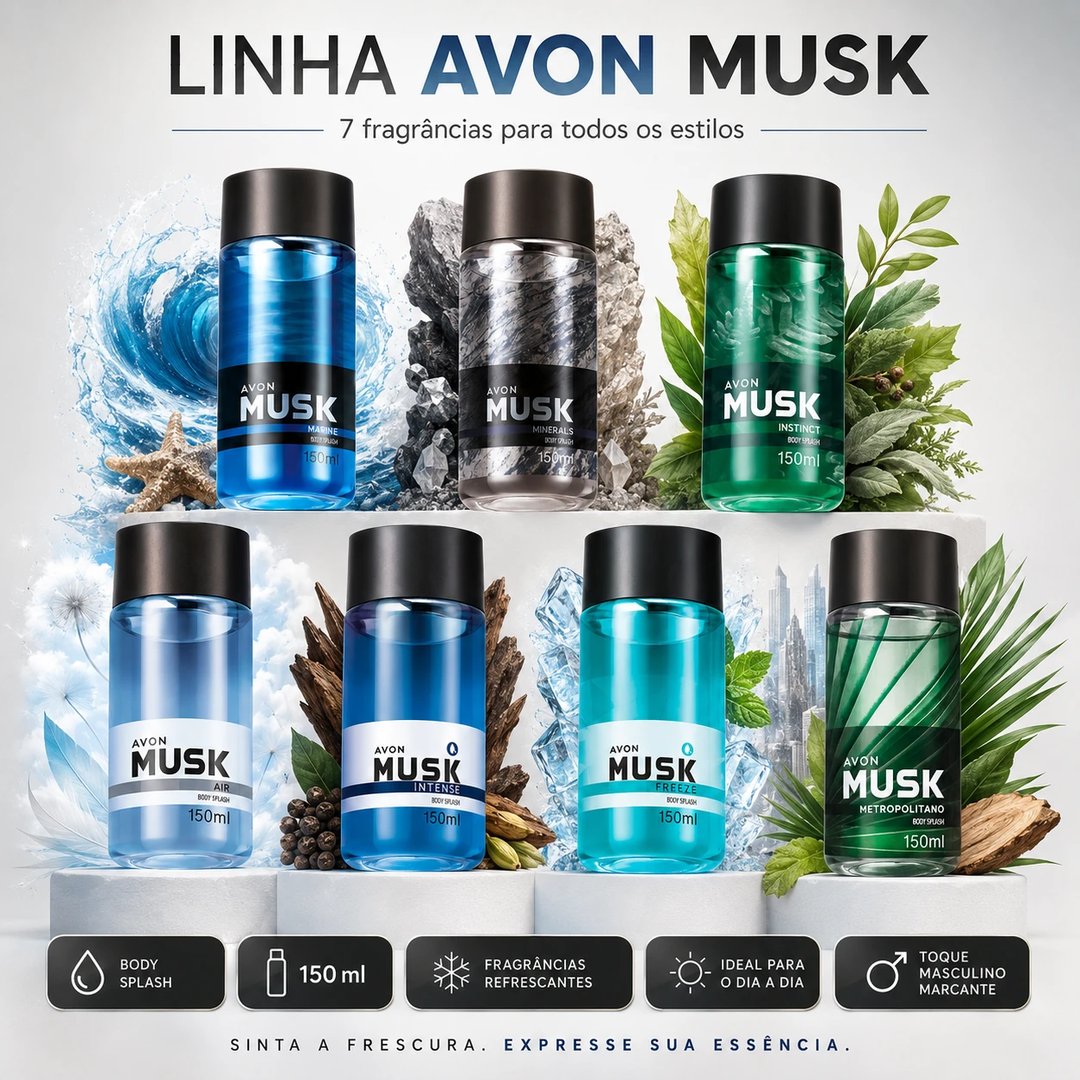 Body Splash 150ml MUSK AVON | Loja Chrysdape
