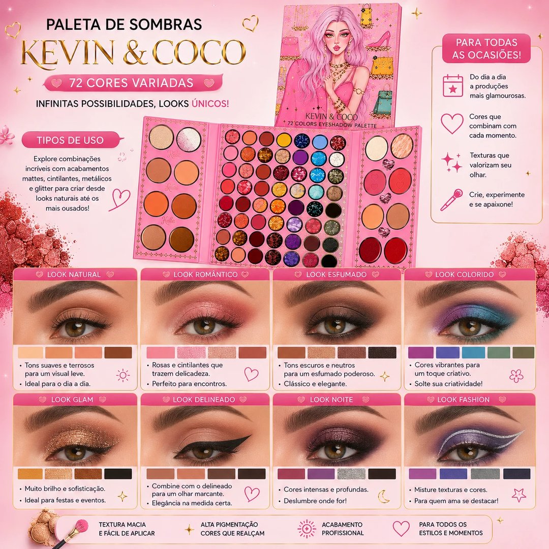 Paleta de Sombras 72 Cores | Loja Chrysdape (3)