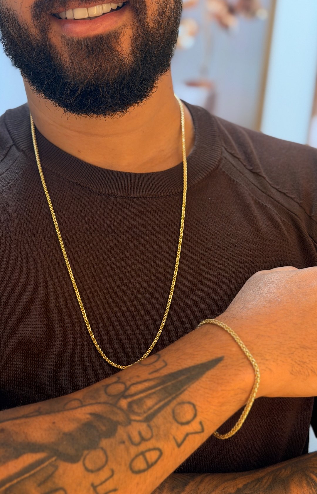 CONJUNTO CORRENTE + PULSEIRA PERUANA DE 2MM | Everest Jóias