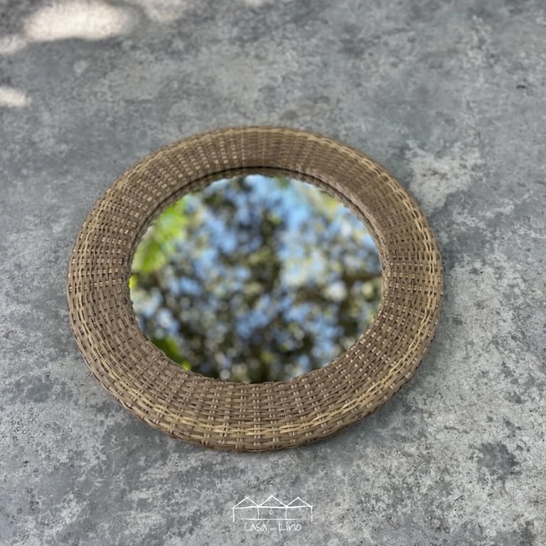 Moldura Redonada Em Junco Natural Com 10 cm De Espessura - Incluso Espelho | Casa do Lírio (3)