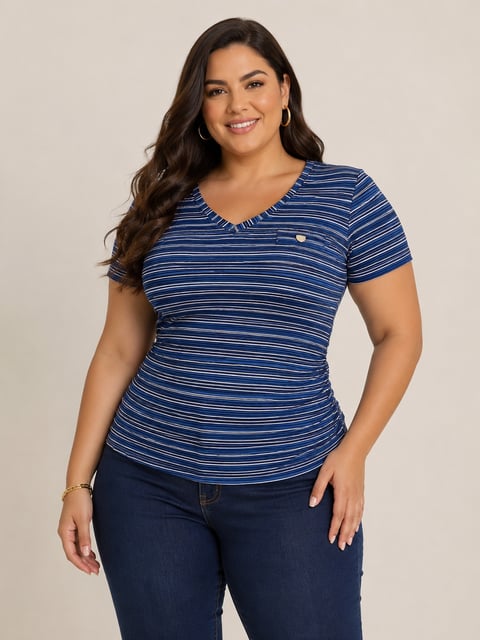 Blusa Plus size listrada PS06 | Dryffer Fashion