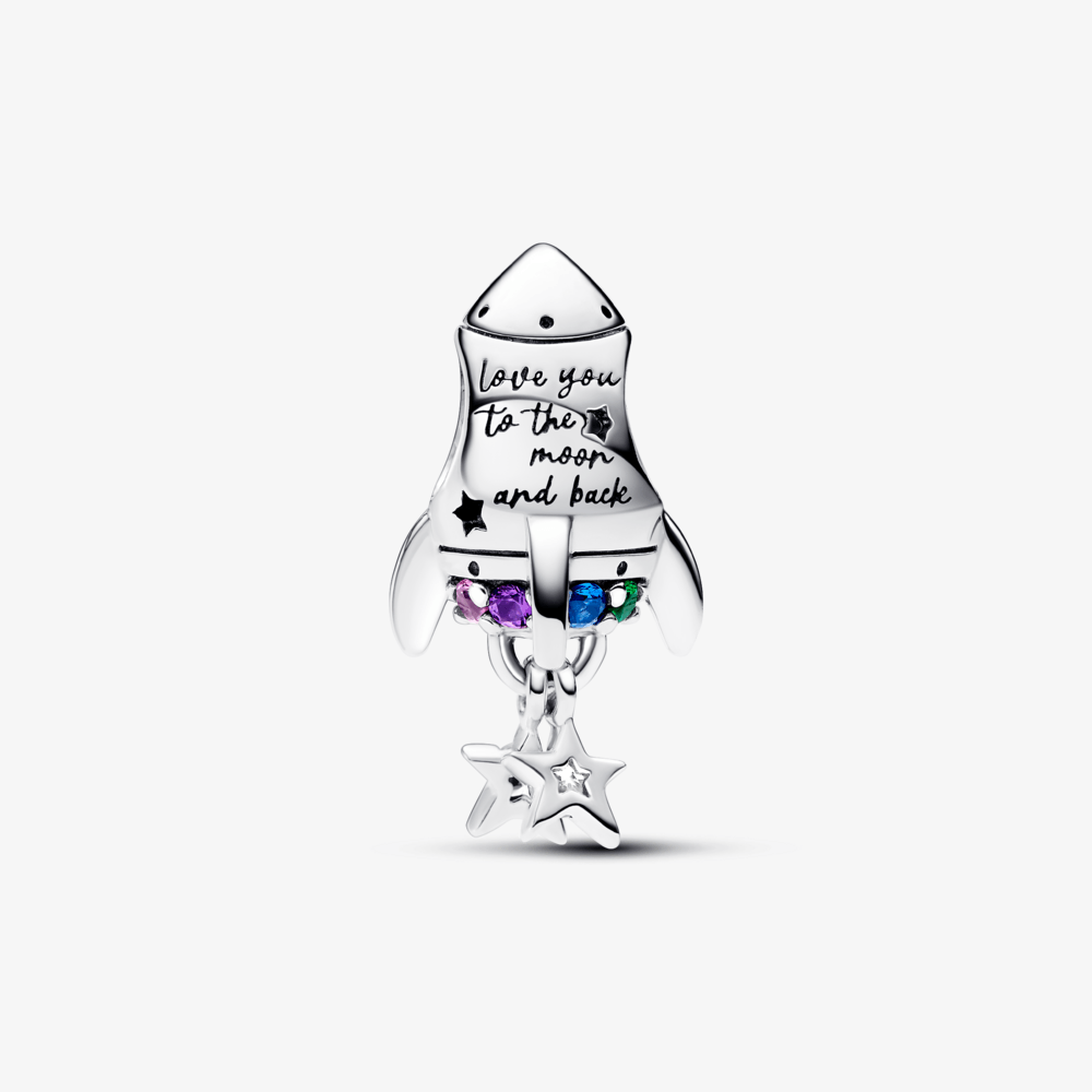 Charm Prata Foguete Espacial Love | Like Joias e Acessórios