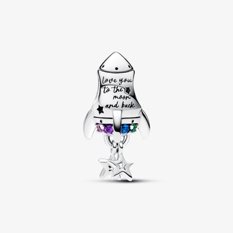Charm Prata Foguete Espacial Love | Like Joias e Acessórios