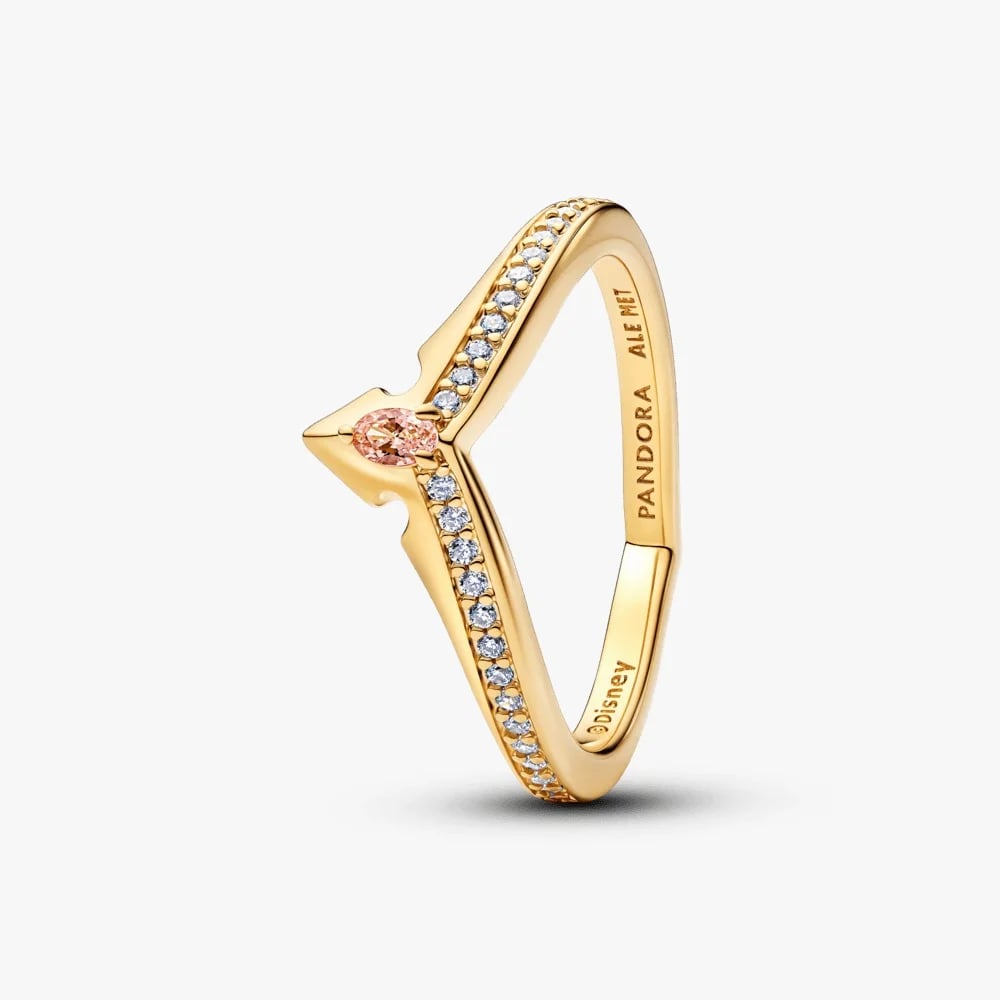 Anel Dourado Disney Princesa Aurora Bela Adormecida | Like Joias e Acessórios