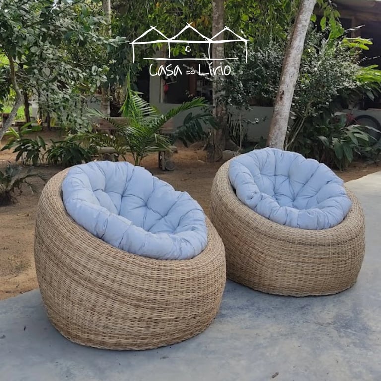 Poltrona Bola em Junco Natural | Casa do Lírio