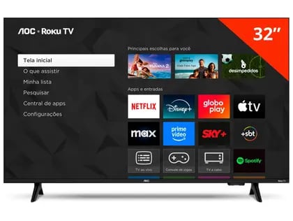 Smart TV 32" AOC HD DLED Série 5155 32S5155/78G Roku TV 2025 Polegadas: 32" | Decoralar móveis e eletrodomésticos (4)