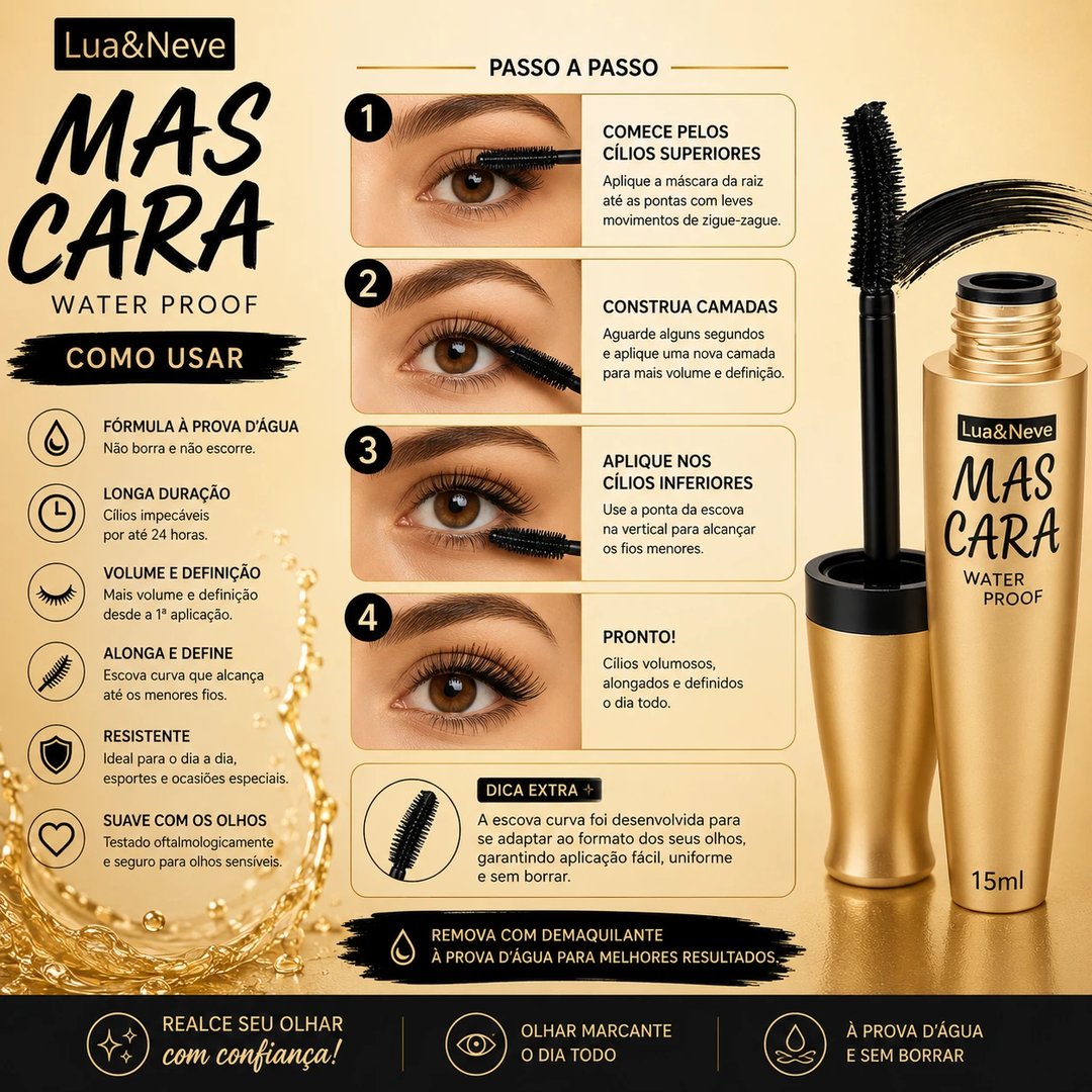 Mascara de Cílios a prova d'água WATER PROOF PRETA | Loja Chrysdape (2)