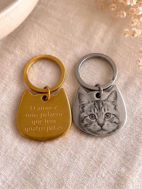 CHAVEIRO GATO M | AÇO INOX | Like Joias e Acessórios