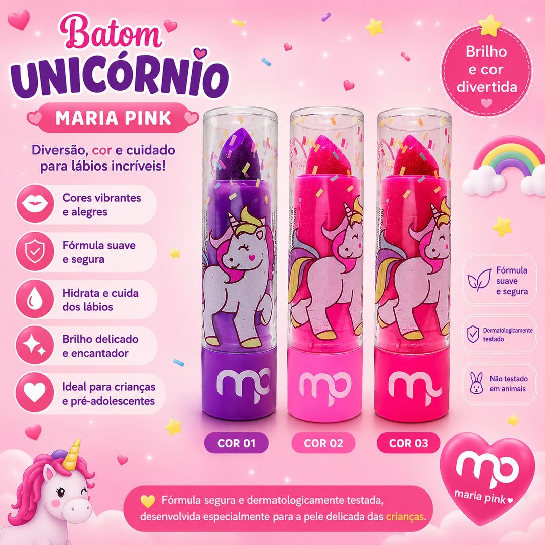Batom Infantil UNICORNIO | Loja Chrysdape