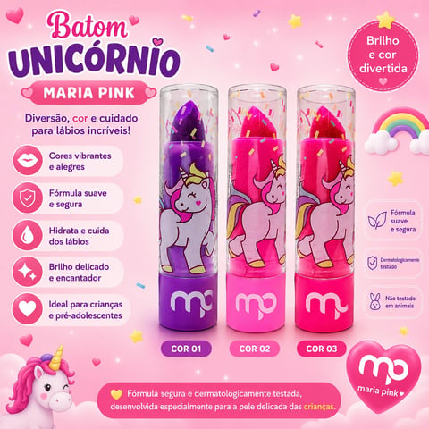Batom Infantil UNICORNIO | Loja Chrysdape
