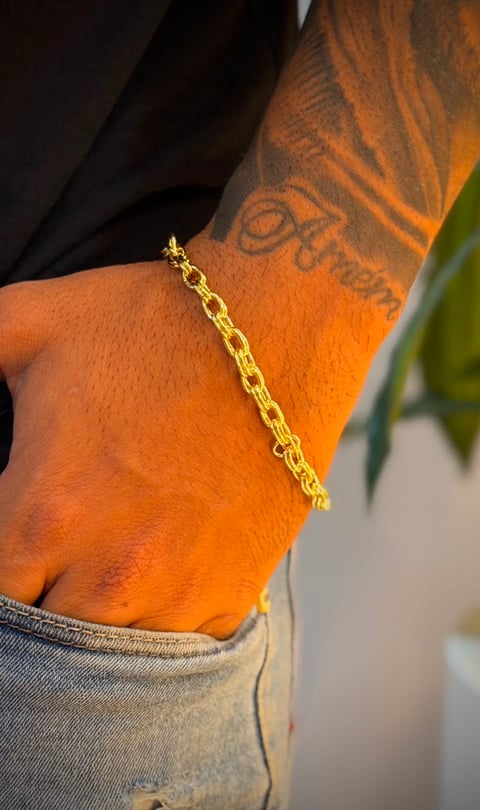 PULSEIRA CADEADO DUPLA DE 6MM | Everest Jóias