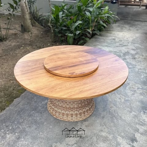 Mesa Cone Com Centro Giratório Em Junco Sintético | Casa do Lírio
