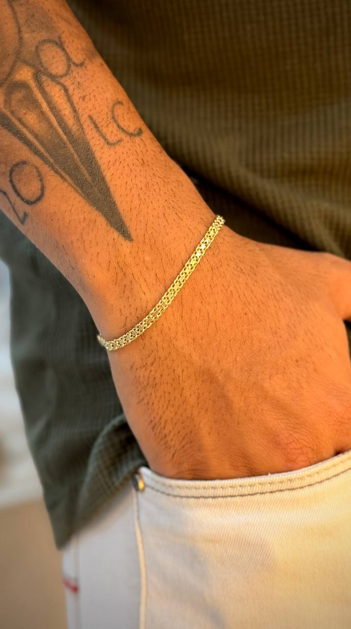 PULSEIRA ESTEIRA CADEADO DE 4MM | Everest Jóias