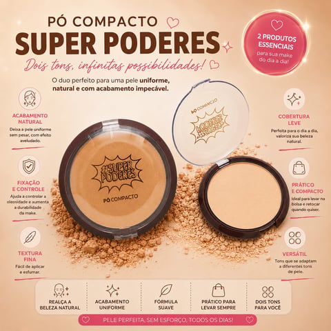 Pó compacto Cores claras 12g | Loja Chrysdape