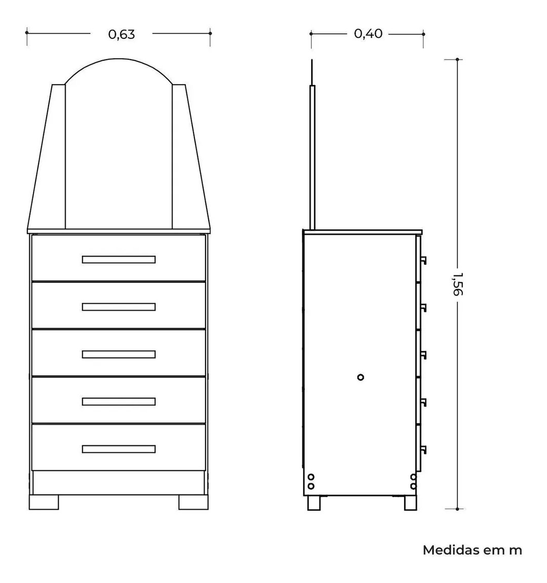 Cômoda Albatroz Veneza com 5 Gavetas | ELETRO KIT (2)