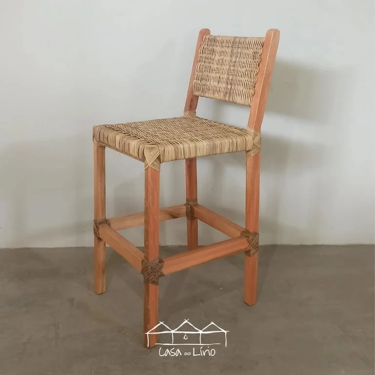 Banqueta Comum Orelha em Junco Natural | Casa do Lírio