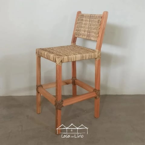 Banqueta Comum Orelha em Junco Natural | Casa do Lírio