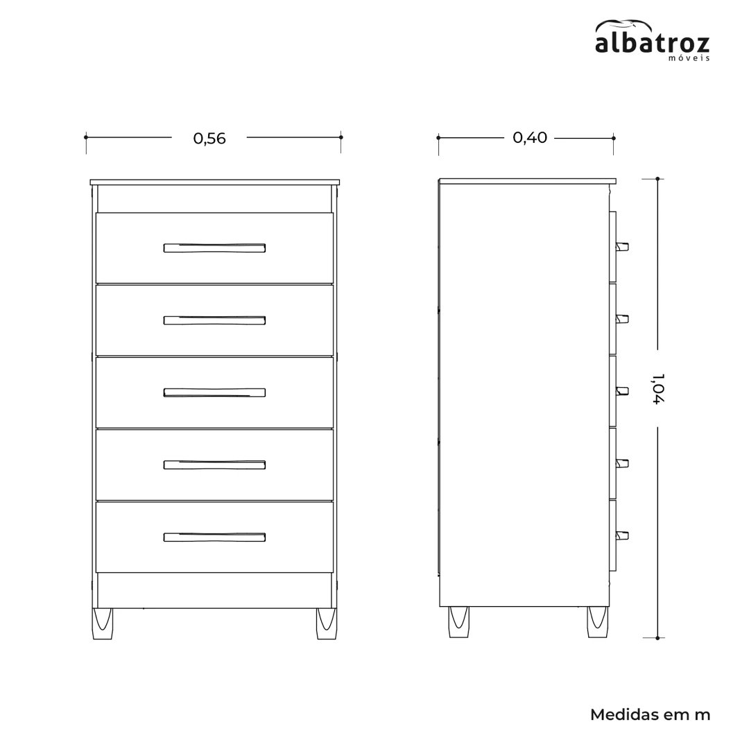 Cômoda Albatroz Esmeralda 5 Gavetas | ELETRO KIT (2)