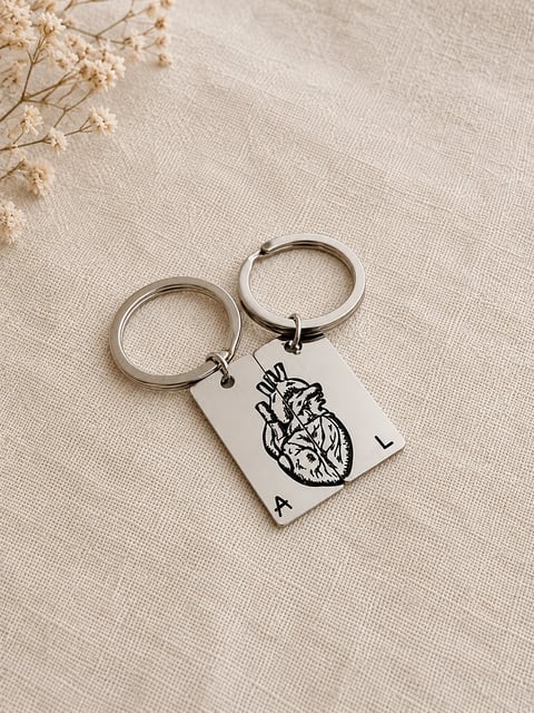 Par de Chaveiro Personalizável - Aço Inox | Like Joias e Acessórios