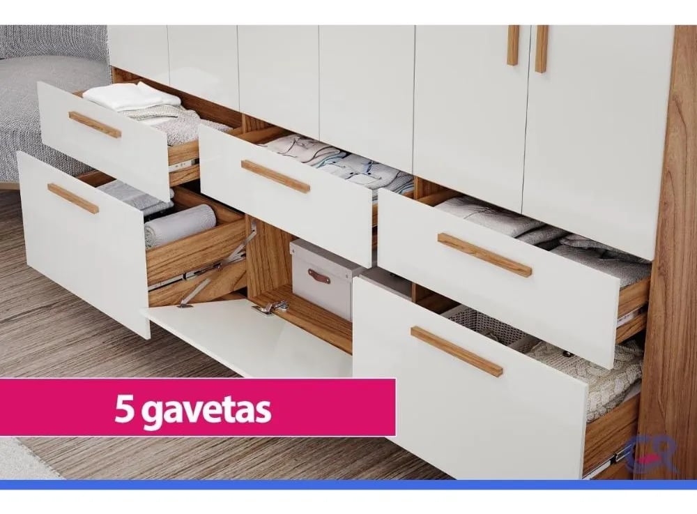 Roupeiro Panan Porto 6 Portas e 5 Gavetas | ELETRO KIT (5)