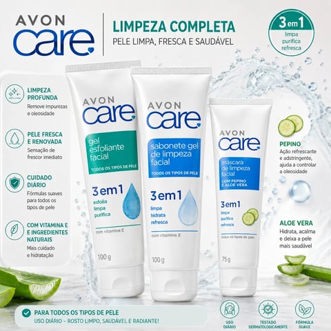 Sabonete de Limpeza AVON CARE 100g/75g | Loja Chrysdape