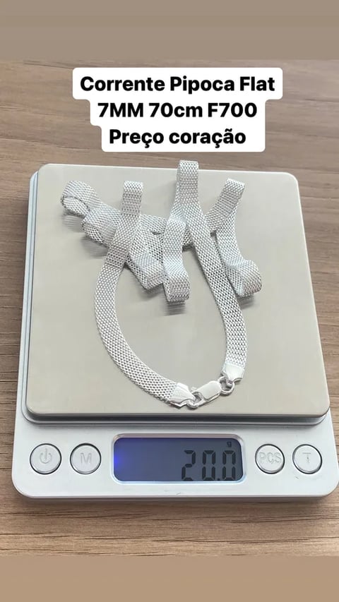 L3-27 CORRENTE PIPOCA FLAT 7MM 70CM | Everest Jóias