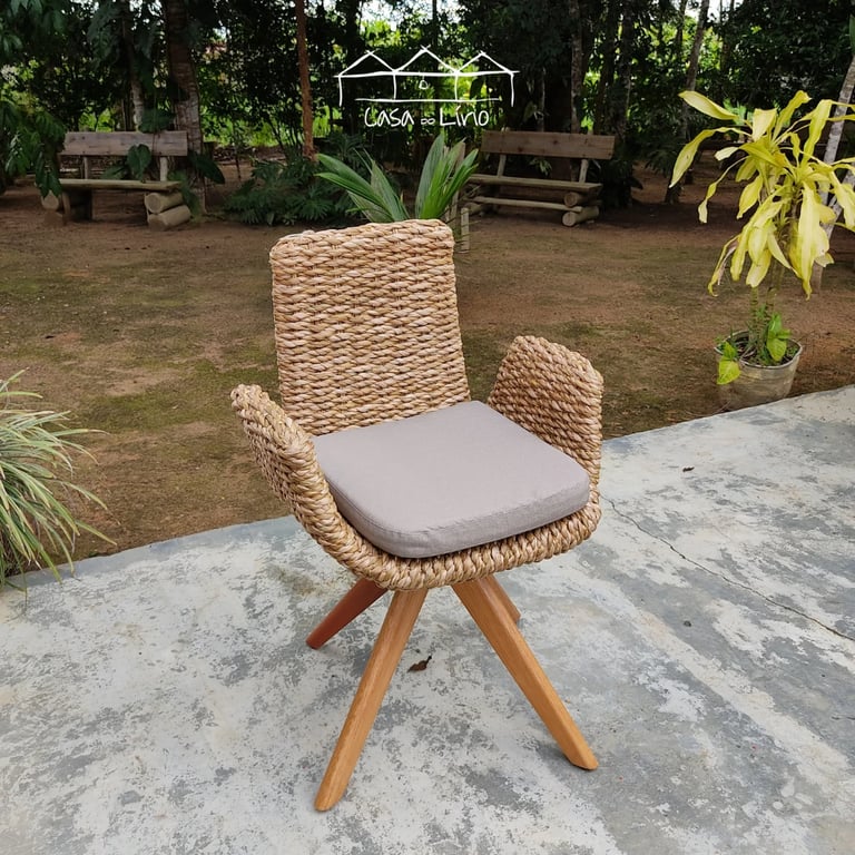 Poltrona Giratória Paula Em Taboa | Casa do Lírio (2)
